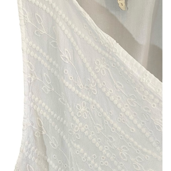 XCVI White Eyelet Lace Draped Long Vest Oversized Bohemian Cottagecore - Picture 5 of 9